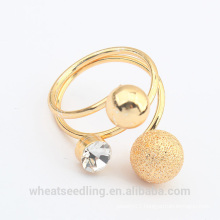 fashion gold plated ball crystal ring